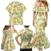 Beige Hawaii Plumeria Lei With Tropical Leaves Family Matching Mermaid Dress and Hawaiian Shirt LT14 - Polynesian Pride