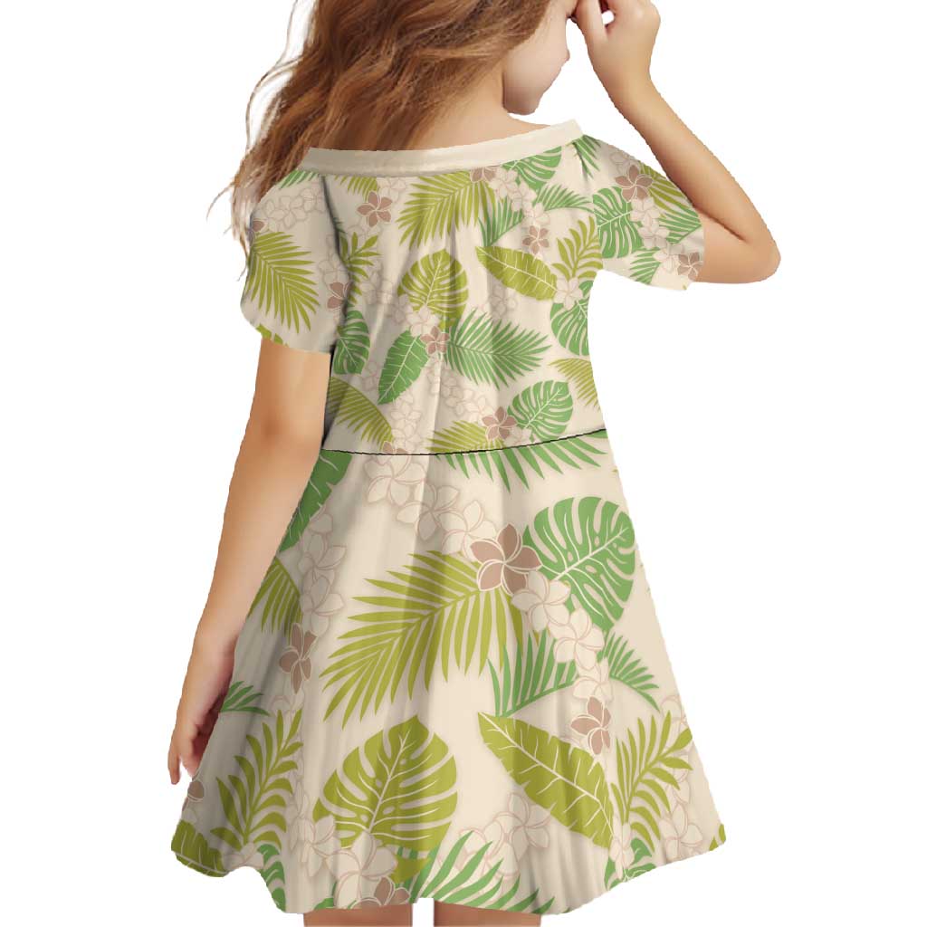 Beige Hawaii Plumeria Lei With Tropical Leaves Family Matching Off Shoulder Maxi Dress and Hawaiian Shirt LT14 - Polynesian Pride