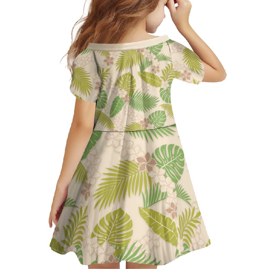 Beige Hawaii Plumeria Lei With Tropical Leaves Family Matching Summer Maxi Dress and Hawaiian Shirt LT14 - Polynesian Pride