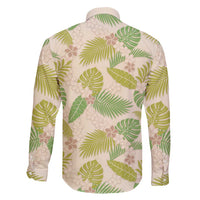 Beige Hawaii Plumeria Lei With Tropical Leaves Family Matching Tank Maxi Dress and Hawaiian Shirt LT14 - Polynesian Pride