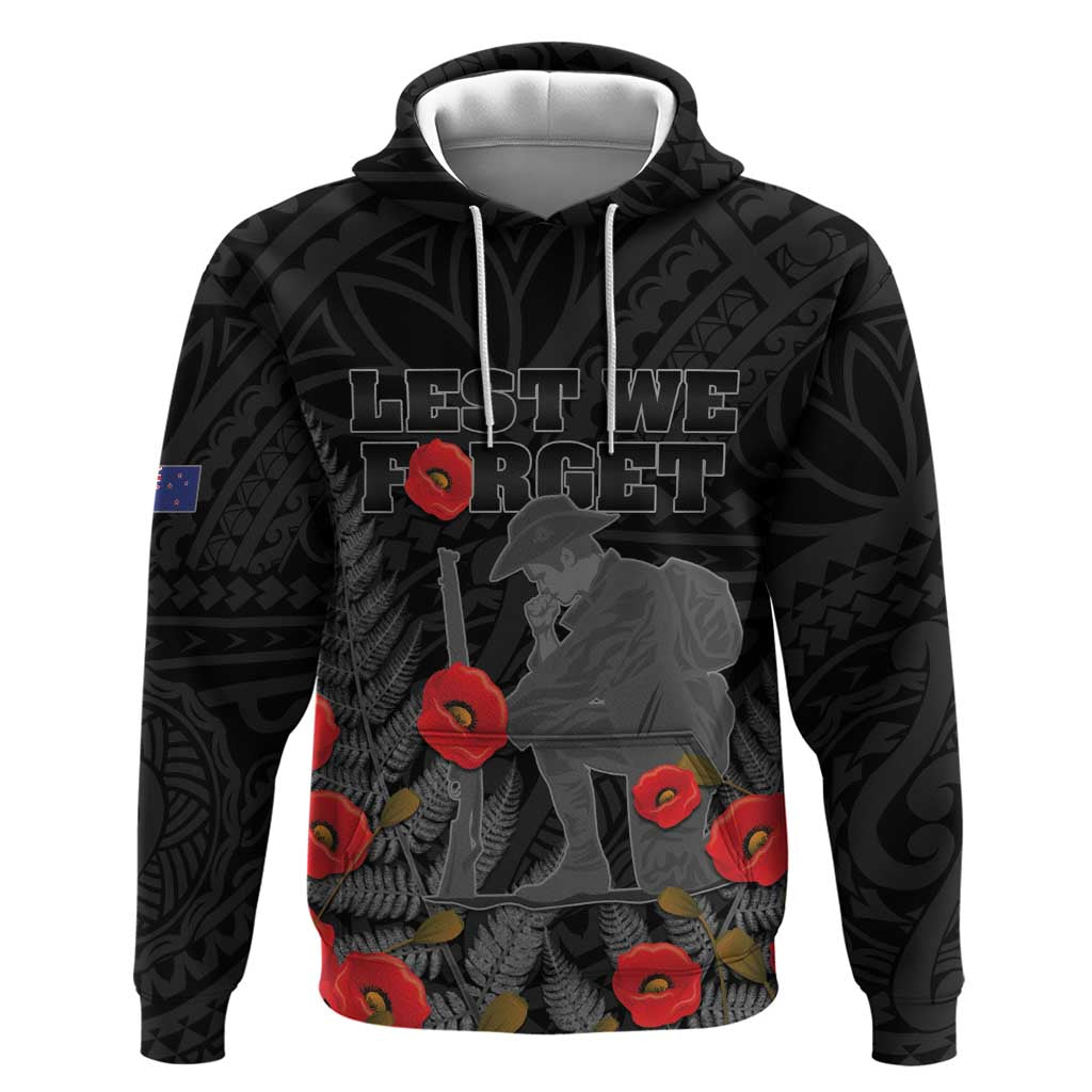 Personalised New Zealand ANZAC Day Hoodie Lest We Forget Soldier Memorial