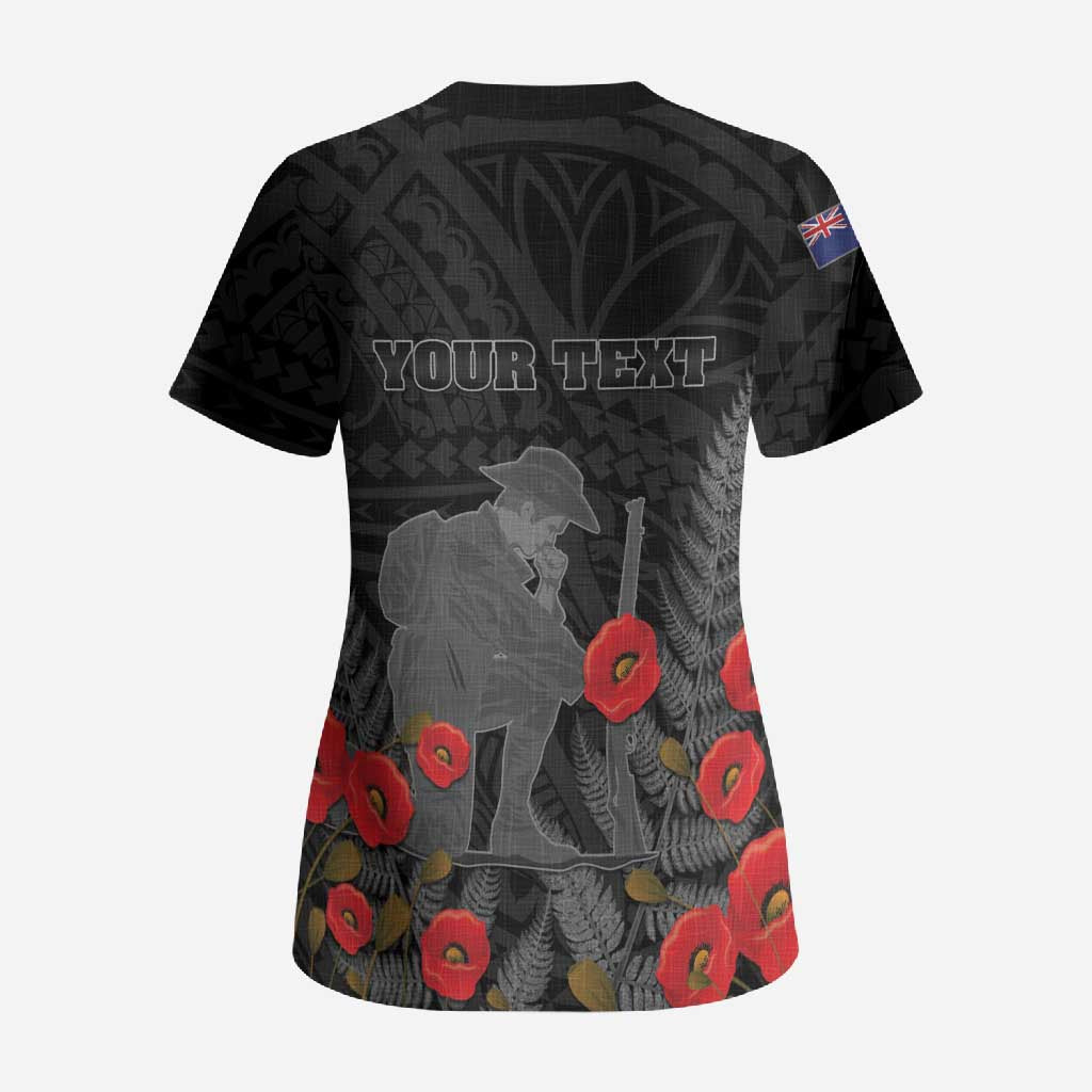 Personalised New Zealand ANZAC Day Scrub Top Lest We Forget Soldier Memorial LT15 - Polynesian Pride