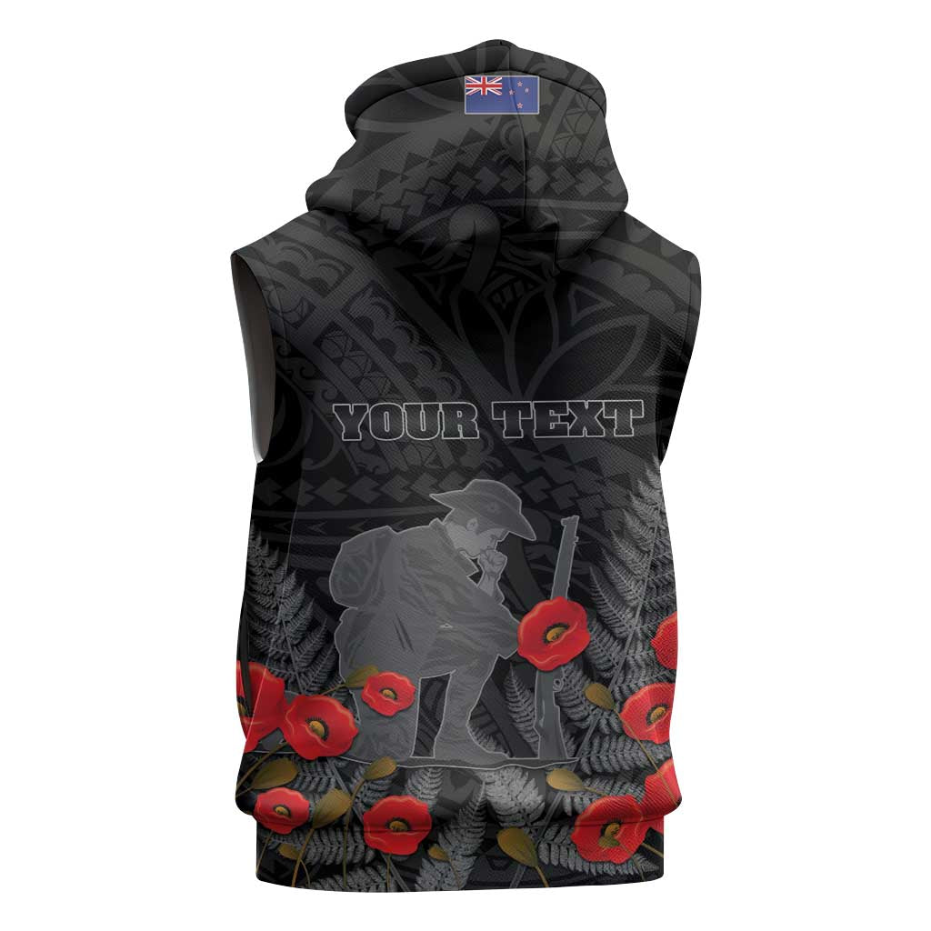 Personalised New Zealand ANZAC Day Sleeveless Hoodie Lest We Forget Soldier Memorial