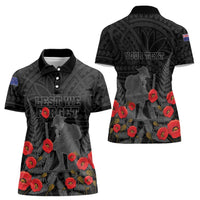 Personalised New Zealand ANZAC Day Women Polo Shirt Lest We Forget Soldier Memorial