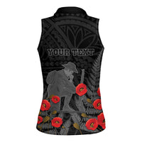 Personalised New Zealand ANZAC Day Women Sleeveless Polo Shirt Lest We Forget Soldier Memorial LT15 - Polynesian Pride
