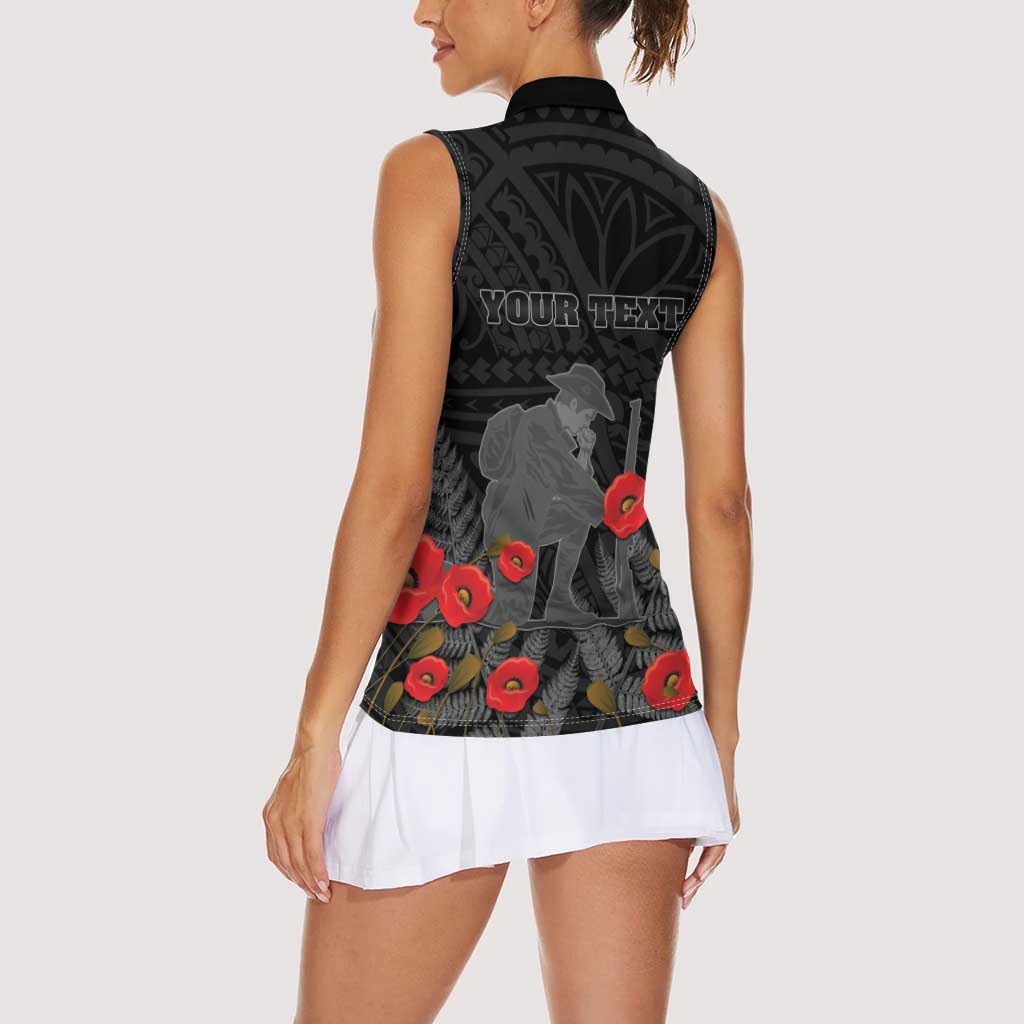 Personalised New Zealand ANZAC Day Women Sleeveless Polo Shirt Lest We Forget Soldier Memorial LT15 - Polynesian Pride