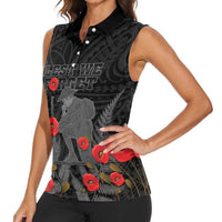 Personalised New Zealand ANZAC Day Women Sleeveless Polo Shirt Lest We Forget Soldier Memorial LT15 - Polynesian Pride