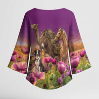 ANZAC Day Kimono Sleeve Blouse Lest We Forget The Animals Of War