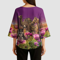 ANZAC Day Kimono Sleeve Blouse Lest We Forget The Animals Of War