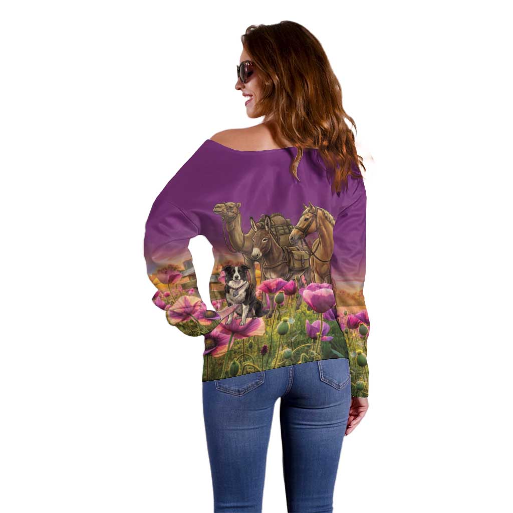 ANZAC Day Off Shoulder Sweater Lest We Forget The Animals Of War