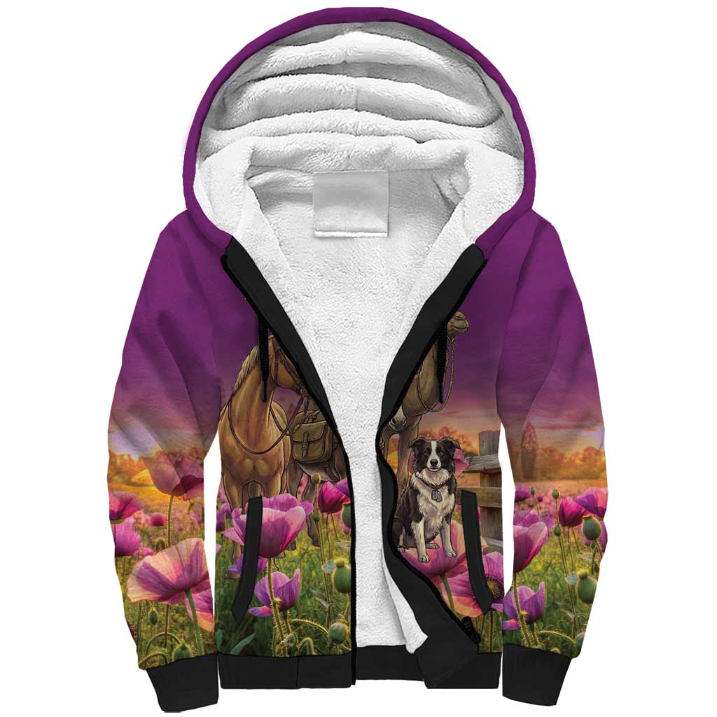 ANZAC Day Sherpa Hoodie Lest We Forget The Animals Of War