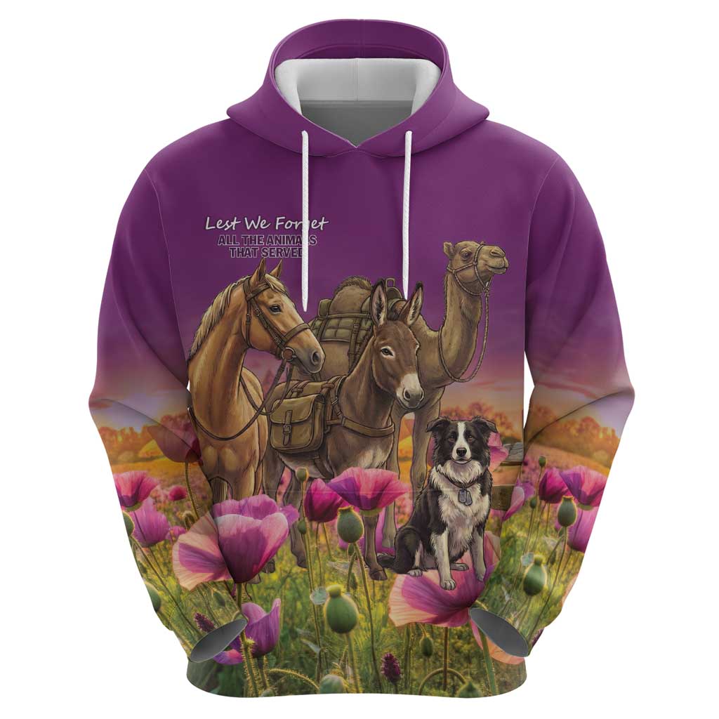 ANZAC Day Zip Hoodie Lest We Forget The Animals Of War