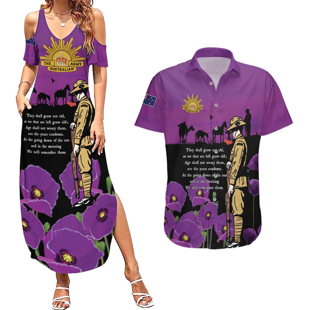 ANZAC Soldier and War Animals Couples Matching Summer Maxi Dress and Hawaiian Shirt We Will Remember Them