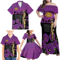 ANZAC Soldier and War Animals Family Matching Off Shoulder Maxi Dress and Hawaiian Shirt We Will Remember Them