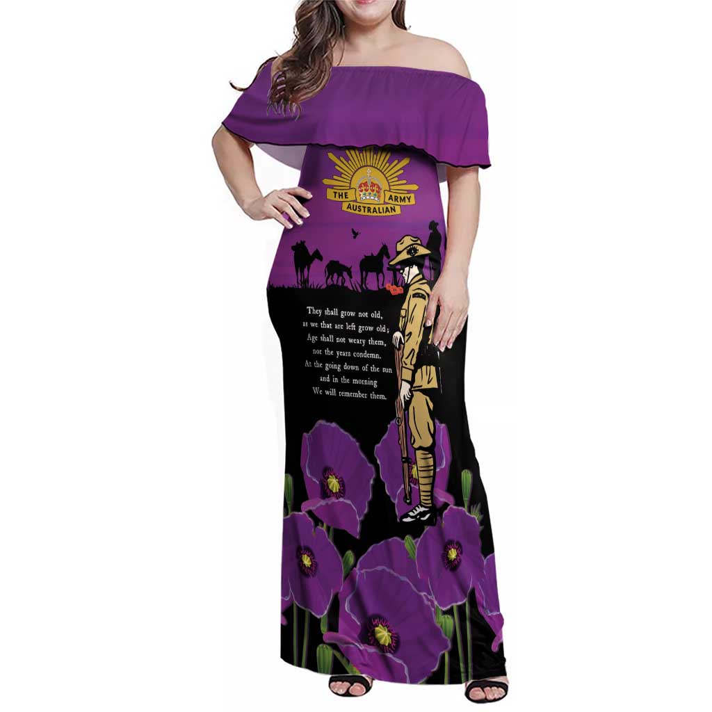 ANZAC Soldier and War Animals Family Matching Off Shoulder Maxi Dress and Hawaiian Shirt We Will Remember Them
