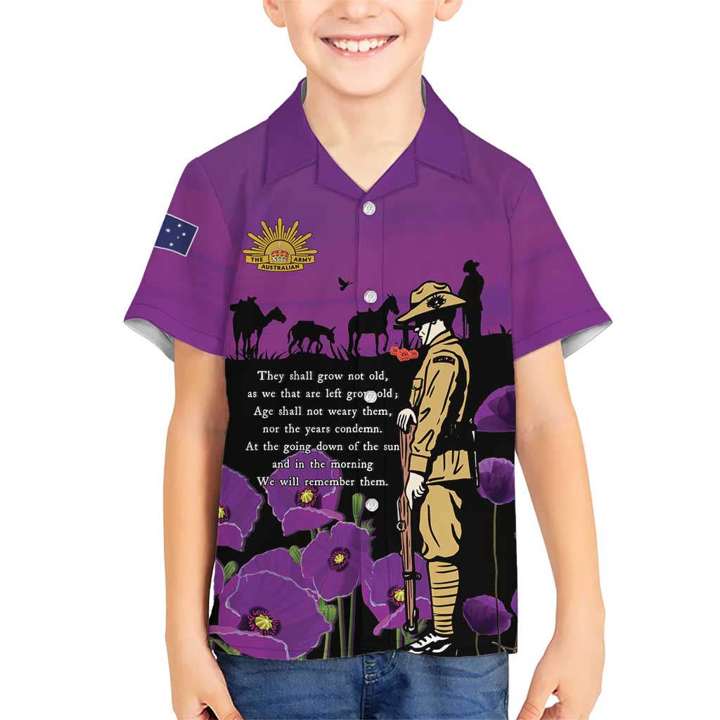 ANZAC Soldier and War Animals Family Matching Off Shoulder Short Dress and Hawaiian Shirt We Will Remember Them