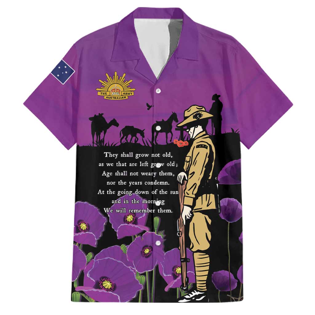 ANZAC Soldier and War Animals Family Matching Tank Maxi Dress and Hawaiian Shirt We Will Remember Them LT15 Dad's Shirt - Short Sleeve Purple - Polynesian Pride