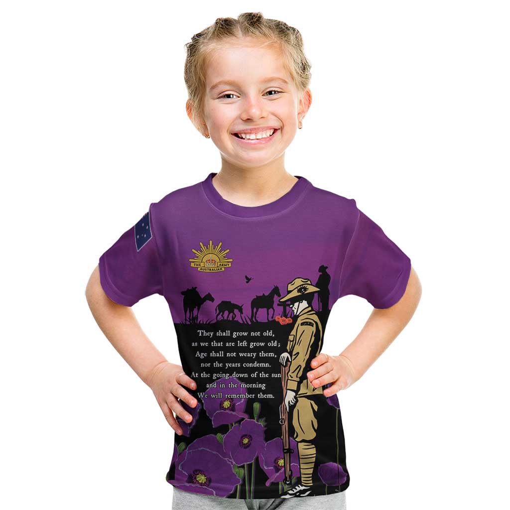 ANZAC Soldier and War Animals Kid T Shirt We Will Remember Them