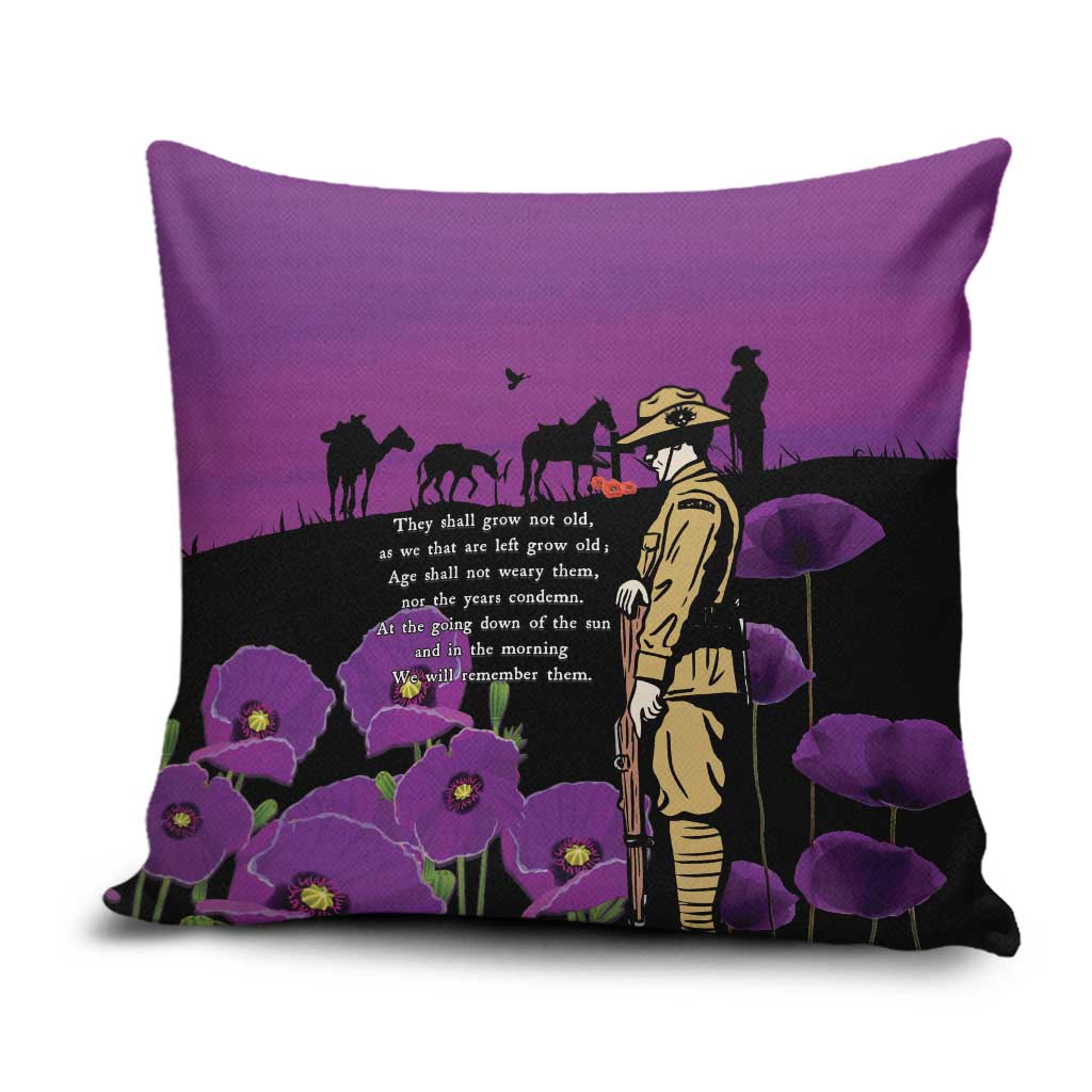 ANZAC Soldier and War Animals Pillow Cover We Will Remember Them