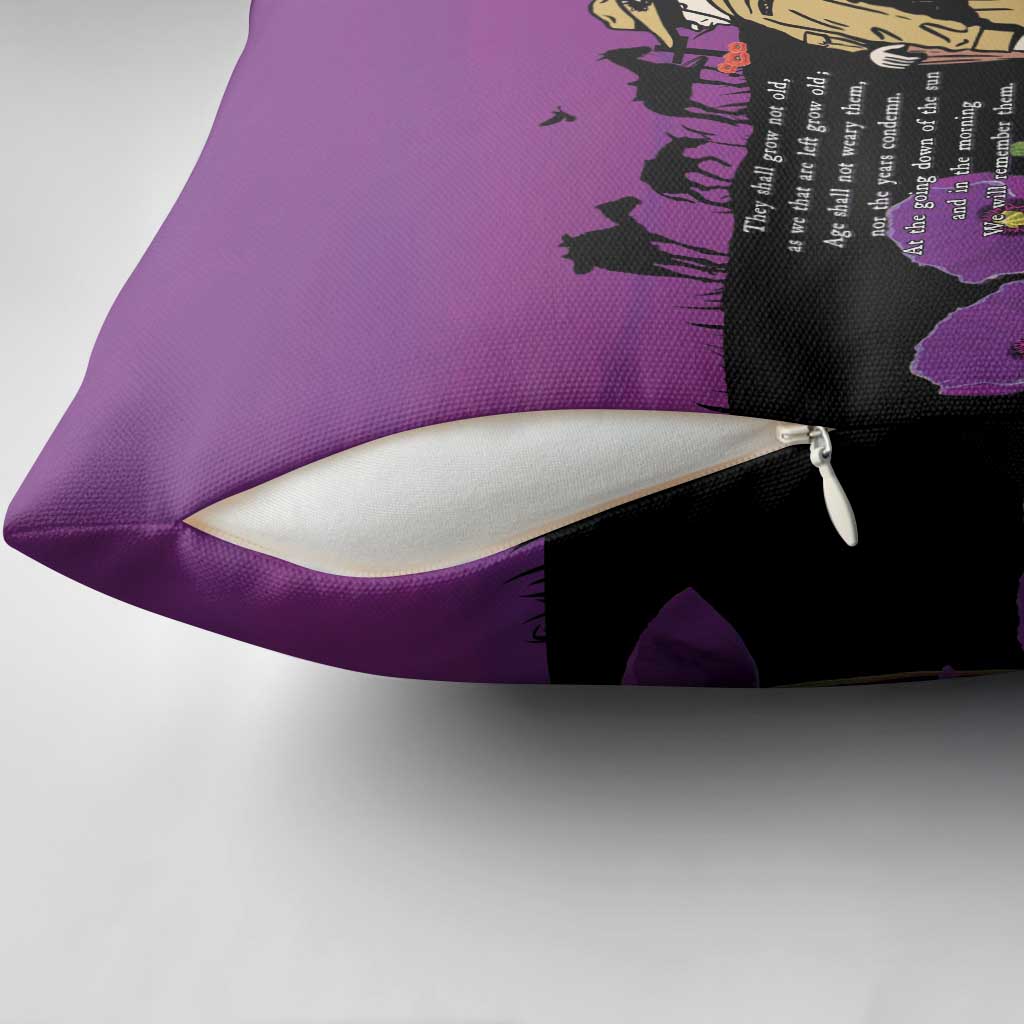 ANZAC Soldier and War Animals Pillow Cover We Will Remember Them