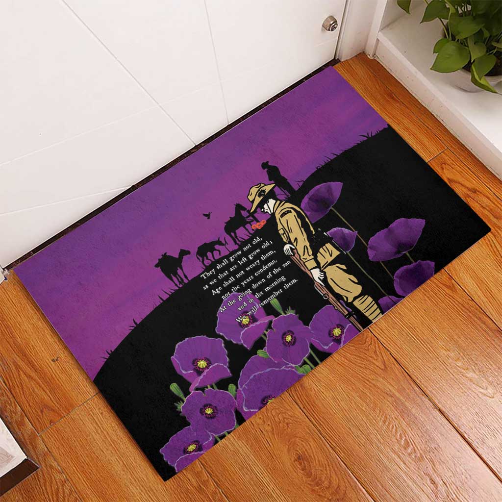 ANZAC Soldier and War Animals Rubber Doormat We Will Remember Them