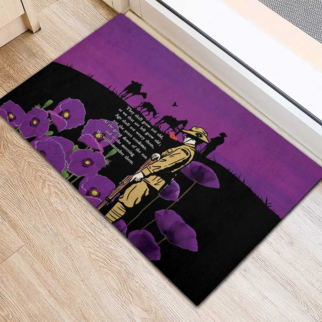 ANZAC Soldier and War Animals Rubber Doormat We Will Remember Them