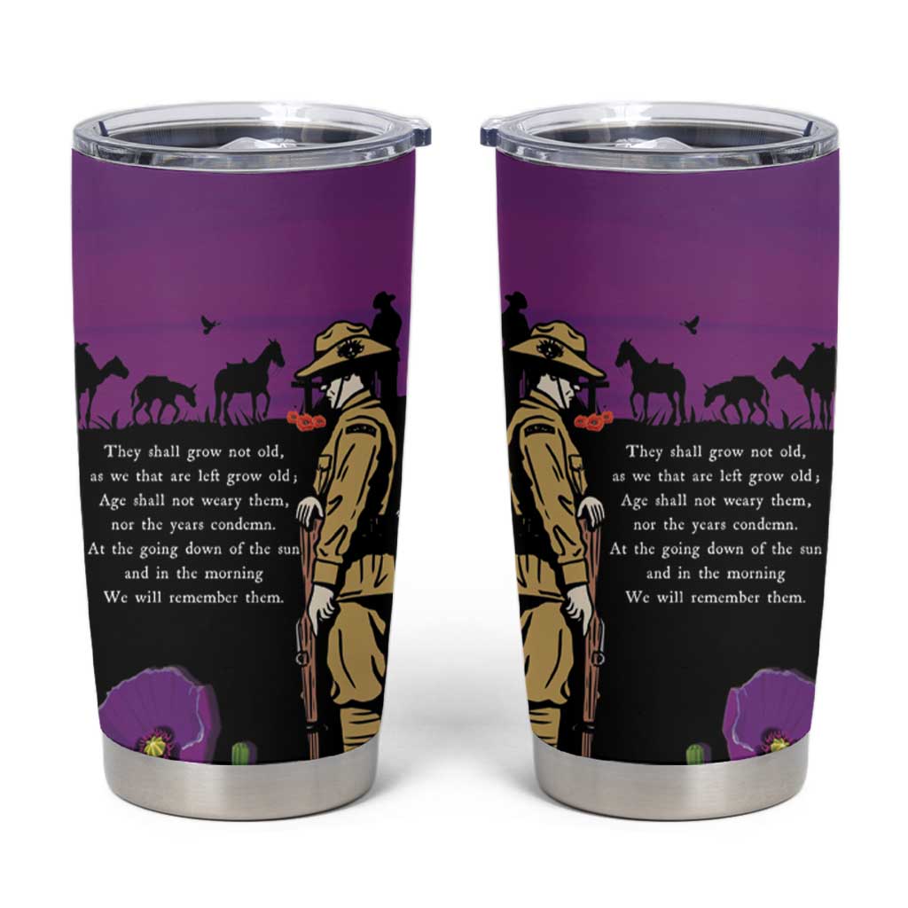 ANZAC Soldier and War Animals Tumbler Cup We Will Remember Them