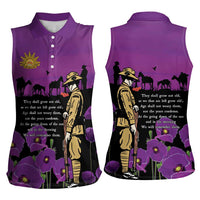 ANZAC Soldier and War Animals Women Sleeveless Polo Shirt We Will Remember Them