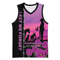Personalised ANZAC War Animals Basketball Jersey Lest We Forget Memorial