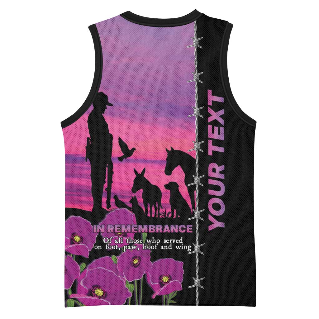 Personalised ANZAC War Animals Basketball Jersey Lest We Forget Memorial