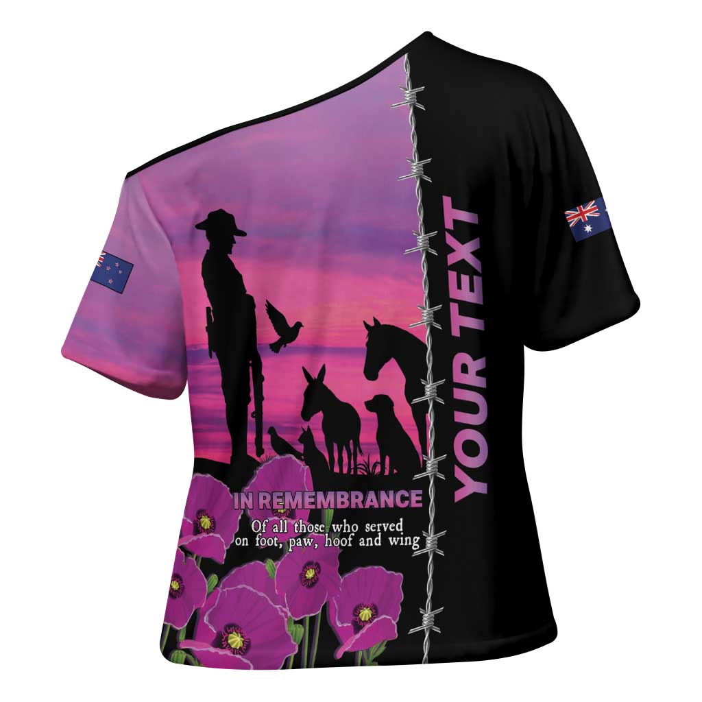 Personalised ANZAC War Animals Cross Shoulder Shirt Lest We Forget Memorial