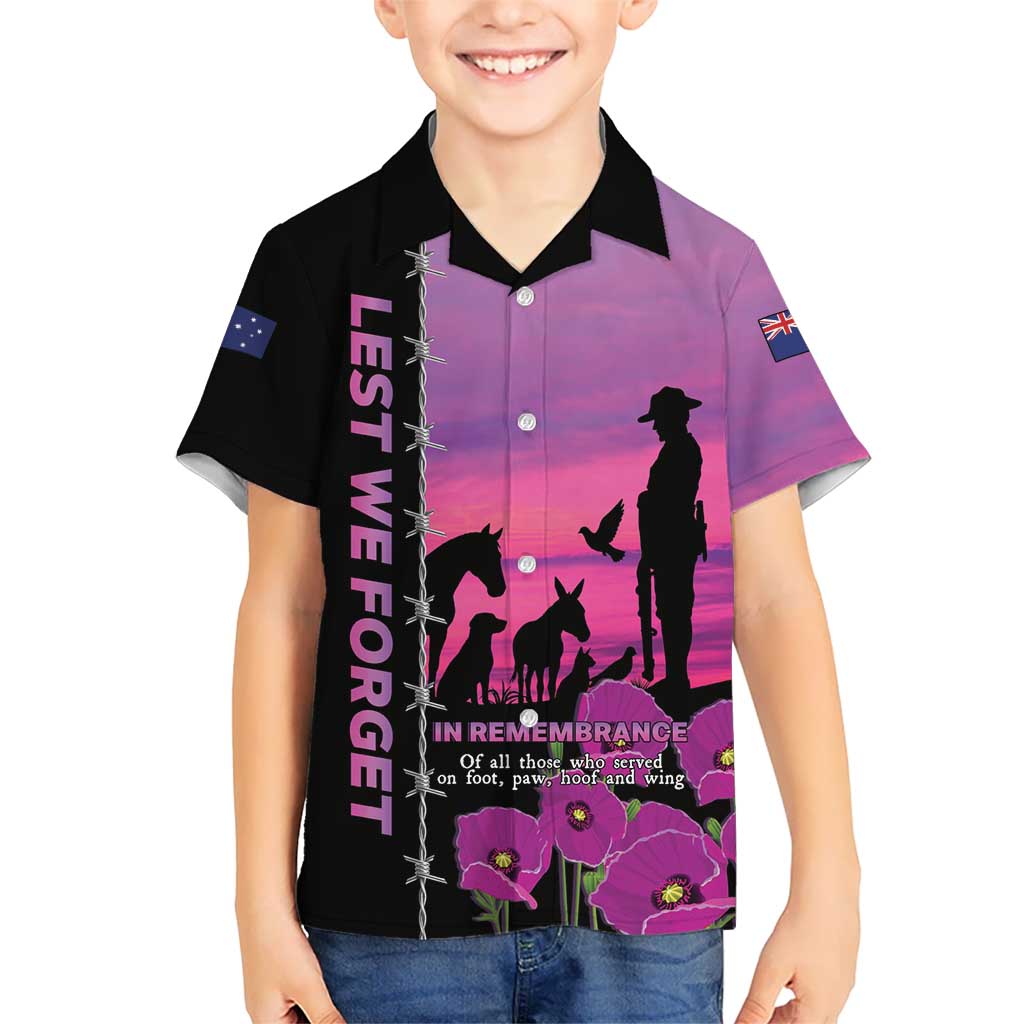 Personalised ANZAC War Animals Kid Hawaiian Shirt Lest We Forget Memorial