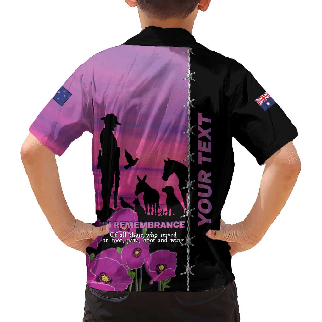 Personalised ANZAC War Animals Kid Hawaiian Shirt Lest We Forget Memorial