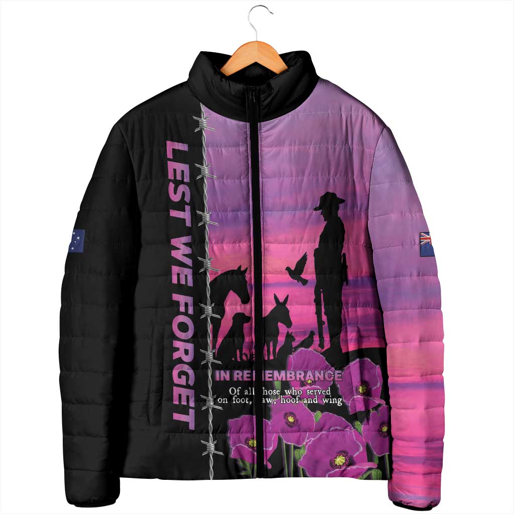 Personalised ANZAC War Animals Padded Jacket Lest We Forget Memorial