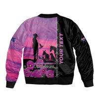 Personalised ANZAC War Animals Sleeve Zip Bomber Jacket Lest We Forget Memorial