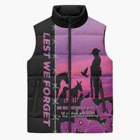 Personalised ANZAC War Animals Sleeveless Puffer Jacket Lest We Forget Memorial