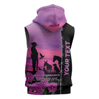 Personalised ANZAC War Animals Sleeveless Zip Hoodie Lest We Forget Memorial