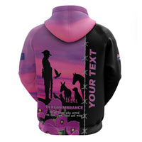 Personalised ANZAC War Animals Zip Hoodie Lest We Forget Memorial
