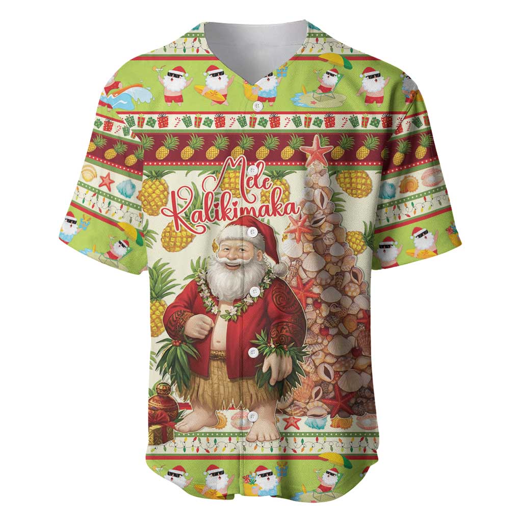Hawaiian Santa Aloha Pineapple Christmas Baseball Jersey Mele Kalikimaka - Polynesian Pride