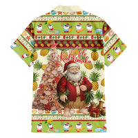 Hawaiian Santa Aloha Pineapple Christmas Family Matching Off The Shoulder Long Sleeve Dress and Hawaiian Shirt Mele Kalikimaka LT15 - Polynesian Pride