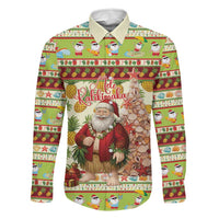 Hawaiian Santa Aloha Pineapple Christmas Family Matching Short Sleeve Bodycon Dress and Hawaiian Shirt Mele Kalikimaka LT15 Dad's Shirt - Long Sleeve Cream - Polynesian Pride