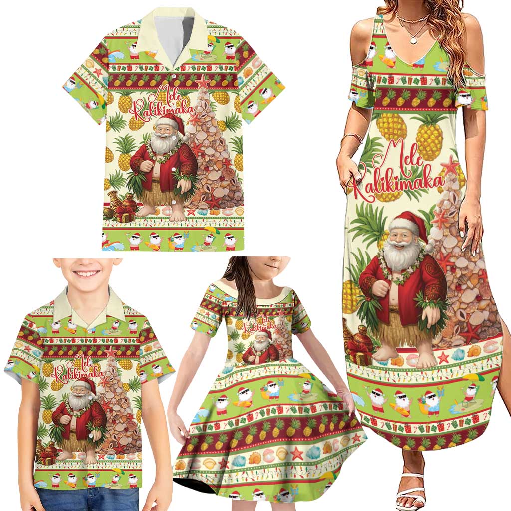 Hawaiian Santa Aloha Pineapple Christmas Family Matching Summer Maxi Dress and Hawaiian Shirt Mele Kalikimaka - Polynesian Pride