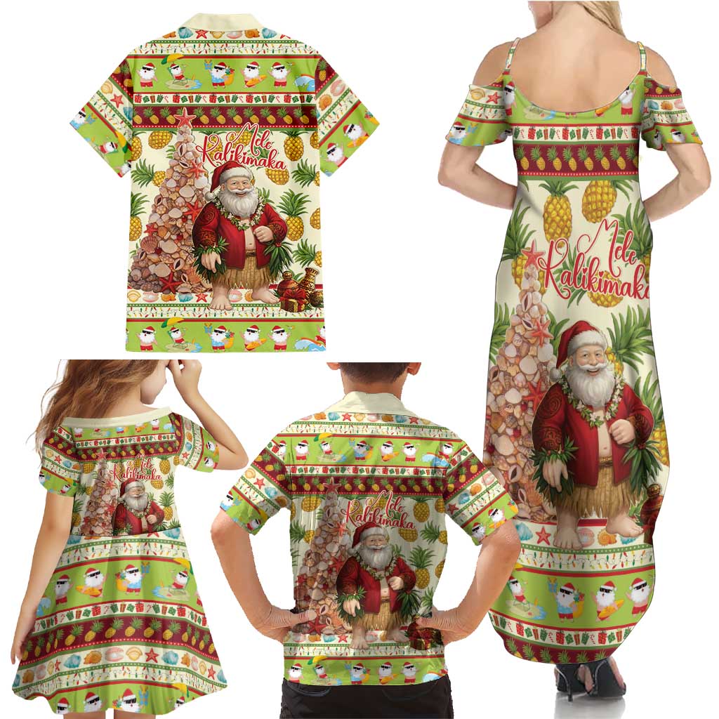 Hawaiian Santa Aloha Pineapple Christmas Family Matching Summer Maxi Dress and Hawaiian Shirt Mele Kalikimaka LT15 - Polynesian Pride
