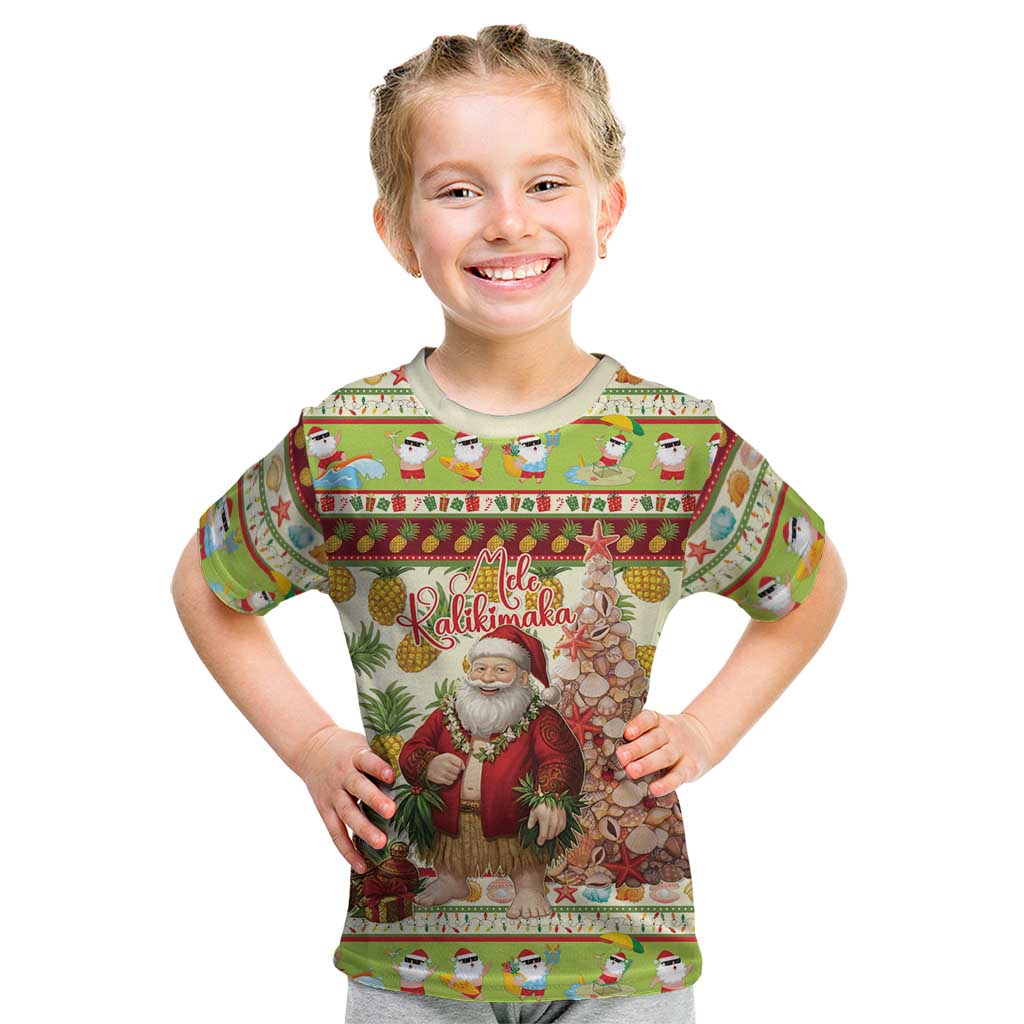 Hawaiian Santa Aloha Pineapple Christmas Kid T Shirt Mele Kalikimaka LT15 Cream - Polynesian Pride