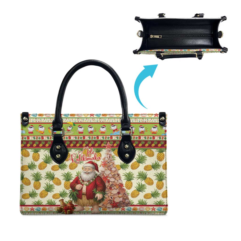 Hawaiian Santa Aloha Pineapple Christmas Leather Bag Mele Kalikimaka - Polynesian Pride