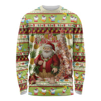 Hawaiian Santa Aloha Pineapple Christmas Long Sleeve Shirt Mele Kalikimaka LT15 Unisex Cream - Polynesian Pride