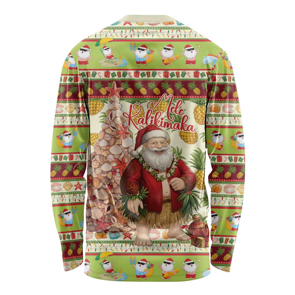 Hawaiian Santa Aloha Pineapple Christmas Long Sleeve Shirt Mele Kalikimaka LT15 - Polynesian Pride