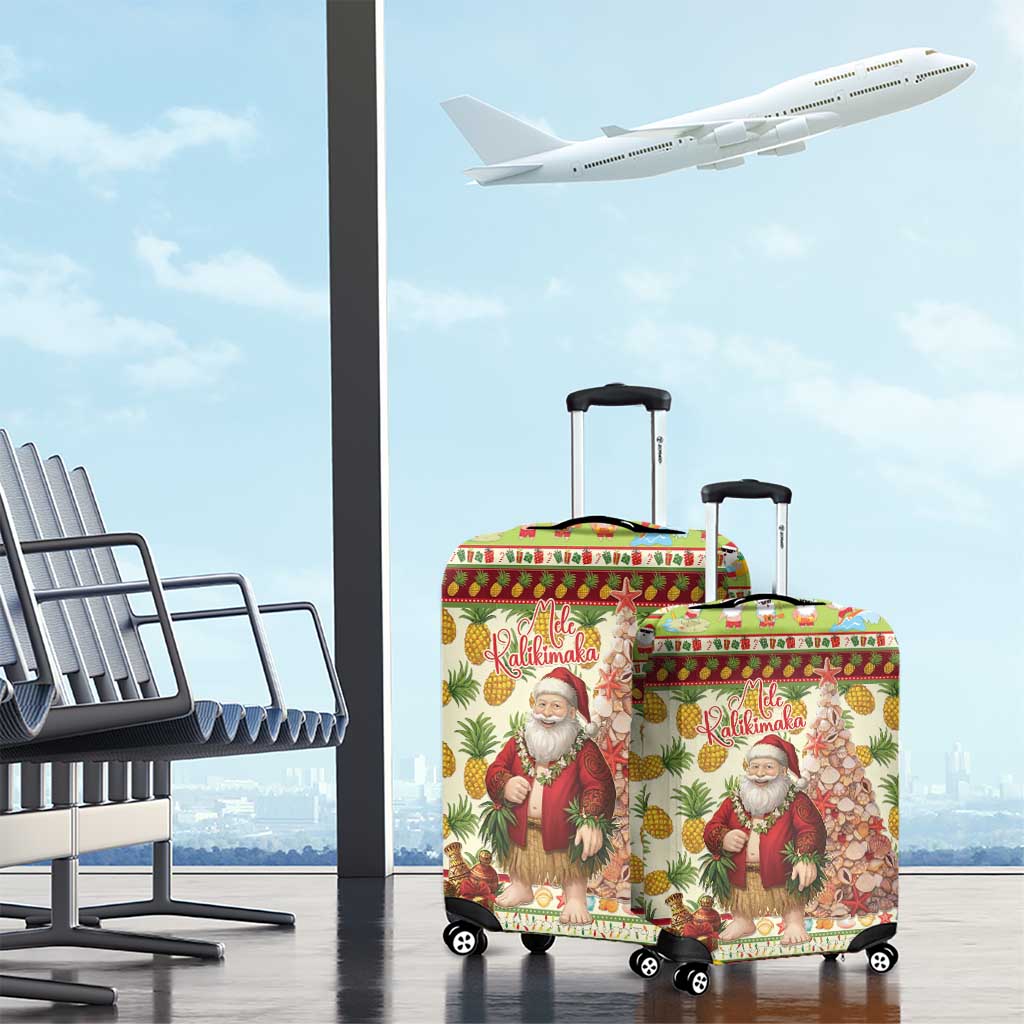 Hawaiian Santa Aloha Pineapple Christmas Luggage Cover Mele Kalikimaka - Polynesian Pride