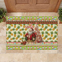 Hawaiian Santa Aloha Pineapple Christmas Rubber Doormat Mele Kalikimaka LT15 Cream - Polynesian Pride