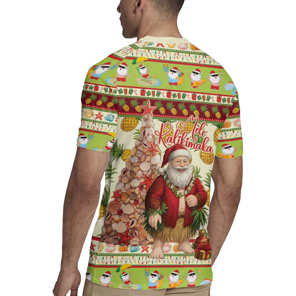 Hawaiian Santa Aloha Pineapple Christmas Rugby Jersey Mele Kalikimaka - Polynesian Pride